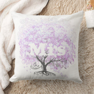 Heart Leaf Lavender Tree Bird Wedding Kussen