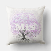 Heart Leaf Lavender Tree  Bird Wedding Kussen (Achterkant)