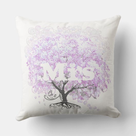 Heart Leaf Lavender Tree  Bird Wedding Kussen (Achterkant)