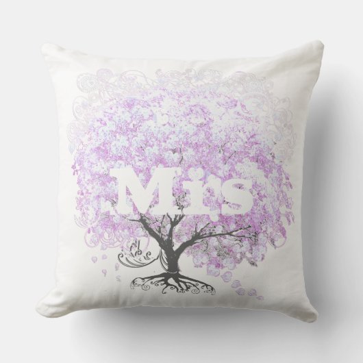 Heart Leaf Lavender Tree  Bird Wedding Kussen (Voorkant)