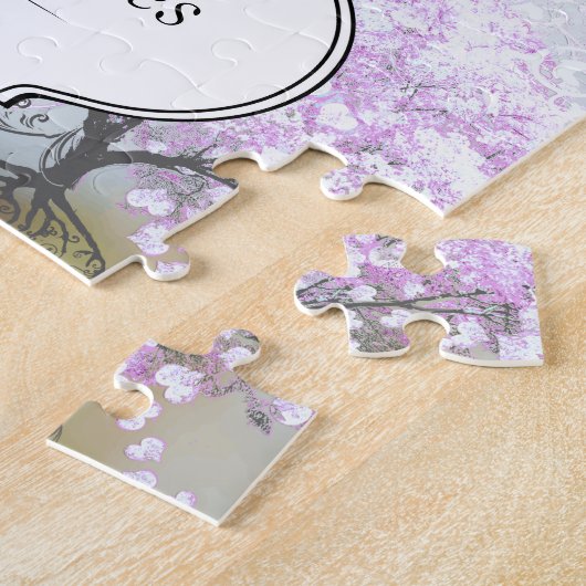 Heart Leaf Lavender Tree  Bird Wedding Legpuzzel (Zijkant)