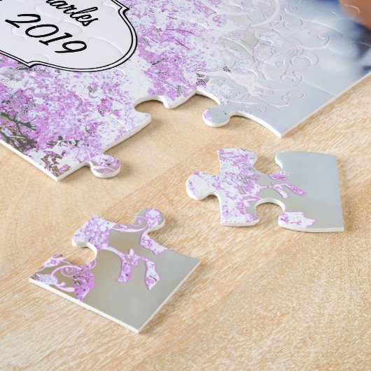 Heart Leaf Lavender Tree  Bird Wedding Legpuzzel (Zijkant)