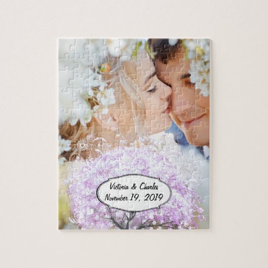 Heart Leaf Lavender Tree  Bird Wedding Legpuzzel (Verticaal)