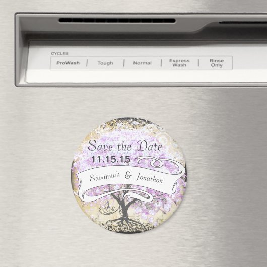 Heart Leaf Lavender Tree  Bird Wedding Magneet (Insitu (Vaatwasser))