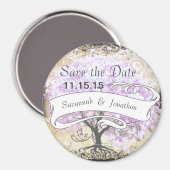 Heart Leaf Lavender Tree  Bird Wedding Magneet (Voorkant / Achterkant)