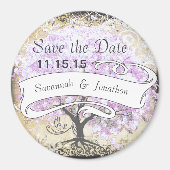 Heart Leaf Lavender Tree  Bird Wedding Magneet (Voorkant)