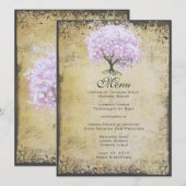 Heart Leaf Lavender Tree  Bird Wedding Menu (Voorkant / Achterkant)