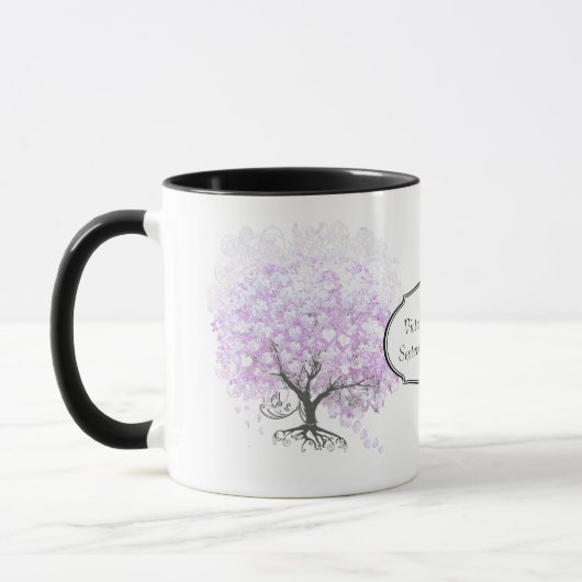 Heart Leaf Lavender Tree Bird Wedding Mok (Links)