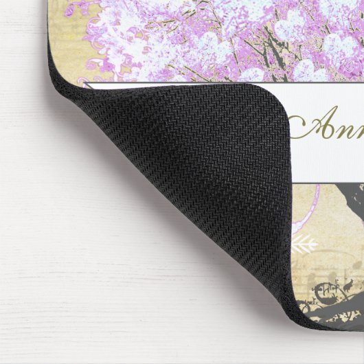 Heart Leaf Lavender Tree  Bird Wedding Muismat (Hoek)