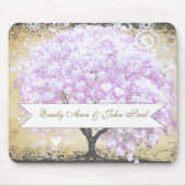 Heart Leaf Lavender Tree  Bird Wedding Muismat (Voorkant)