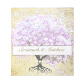 Heart Leaf Lavender Tree  Bird Wedding Notitieblok (Voorkant)