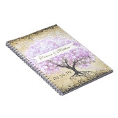 Heart Leaf Lavender Tree Bird Wedding Notitieboek (Rechterzijde)