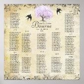 Heart Leaf Lavender Tree  Bird Wedding Poster (Voorkant)
