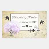 Heart Leaf Lavender Tree  Bird Wedding Rechthoekige Sticker (Voorkant)
