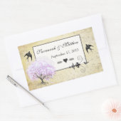 Heart Leaf Lavender Tree  Bird Wedding Rechthoekige Sticker (Envelop)