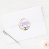Heart Leaf Lavender Tree Bird Wedding Ronde Sticker (Envelop)