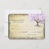 Heart Leaf Lavender Tree  Bird Wedding RSVP (Voorkant)