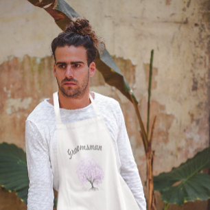 Heart Leaf Lavender Tree  Bird Wedding Standaard Schort