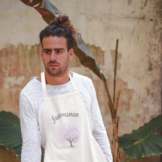 Heart Leaf Lavender Tree  Bird Wedding Standaard Schort