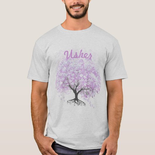 Heart Leaf Lavender Tree  Bird Wedding T-shirt (Voorkant)