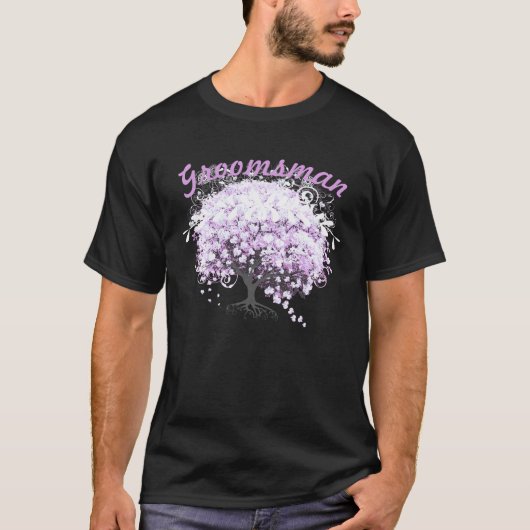 Heart Leaf Lavender Tree Bird Wedding T-shirt (Voorkant)