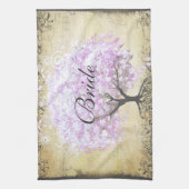 Heart Leaf Lavender Tree  Bird Wedding Theedoek (Verticaal)