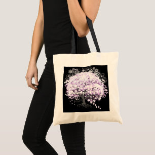Heart Leaf Lavender Tree Bird Wedding Tote Bag