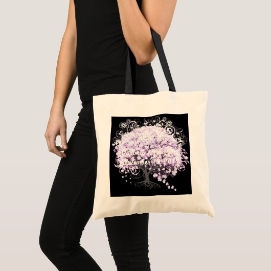 Heart Leaf Lavender Tree Bird Wedding Tote Bag (Voorkant (product))