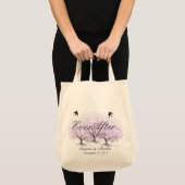 Heart Leaf Lavender Tree  Bird Wedding Tote Bag (Voorkant (product))