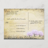 Heart Leaf Lavender Tree  Bird Wedding Uitnodiging Briefkaart (Achterkant)