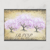 Heart Leaf Lavender Tree Bird Wedding Uitnodiging Briefkaart (Voorkant)
