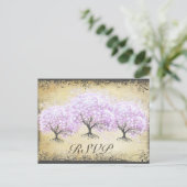Heart Leaf Lavender Tree  Bird Wedding Uitnodiging Briefkaart (Staand voorkant)