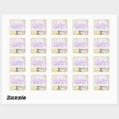 Heart Leaf Lavender Tree Bird Wedding Vierkante Sticker (Vel)