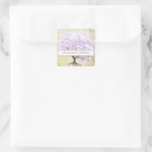 Heart Leaf Lavender Tree Bird Wedding Vierkante Sticker (Tas)