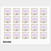 Heart Leaf Lavender Tree Bird Wedding Vierkante Sticker (Vel)