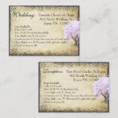 Heart Leaf Lavender Tree Direction Wedding Card Informatiekaartje (Voorkant / Achterkant)