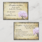 Heart Leaf Lavender Tree Direction Wedding Card Informatiekaartje (Voorkant / Achterkant)