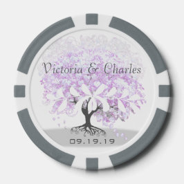 Heart Leaf Lavender Tree Vintage Weddenschap Pokerchips