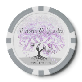 Heart Leaf Lavender Tree Vintage Weddenschap Pokerchips