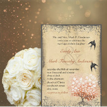 Heart Leaf Light Coral Tree  Birds Weddings