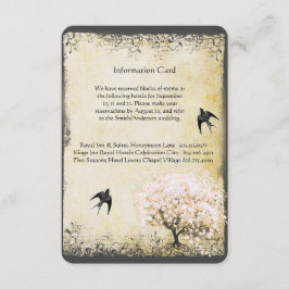 Heart Leaf Pink Tree Vintage Weddenschapskaarten Informatiekaartje