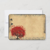 Heart Leaf Red Tree  Bird Weddenschap Bedankt (Achterkant)