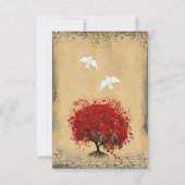 Heart Leaf Red Tree Dove Love Bird Weddenschap RSV RSVP Kaartje (Achterkant)