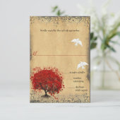 Heart Leaf Red Tree Dove Love Bird Weddenschap RSV RSVP Kaartje (Staand voorkant)