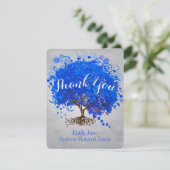 Heart Leaf Royal Blue Tree Dank je huwelijk Bedankkaart (Staand voorkant)