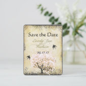 Heart Leaf Roze Boom  Bird Save the Date (Staand voorkant)