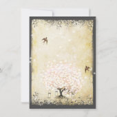 Heart Leaf Roze Boom Bird Save the Date (Achterkant)