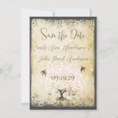 Heart Leaf Roze Boom Bird Save the Date (Voorkant)