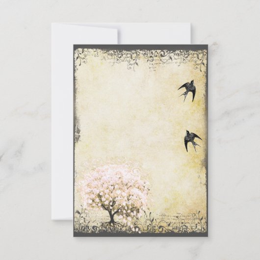 Heart Leaf Roze Boom Hartelijk dank Bedankkaart (Achterkant)