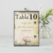 Heart Leaf Roze Boom  Vogelbruiloft Kaart (Staand voorkant)